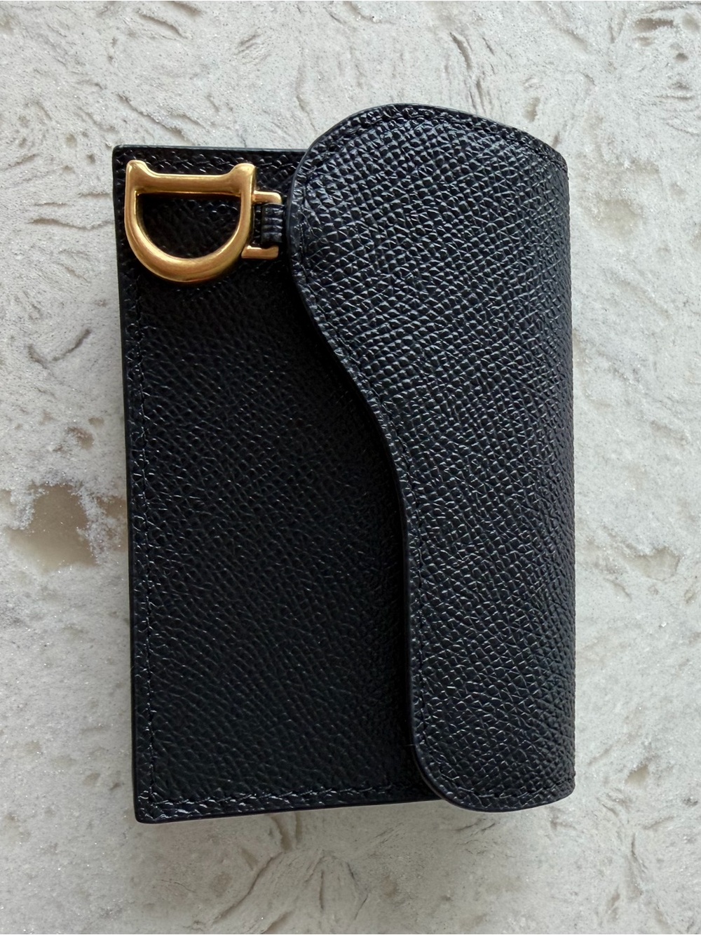 Dior Black Leather Card & Key Holder with Gold 'D' Accent - Picture 8 of 10
